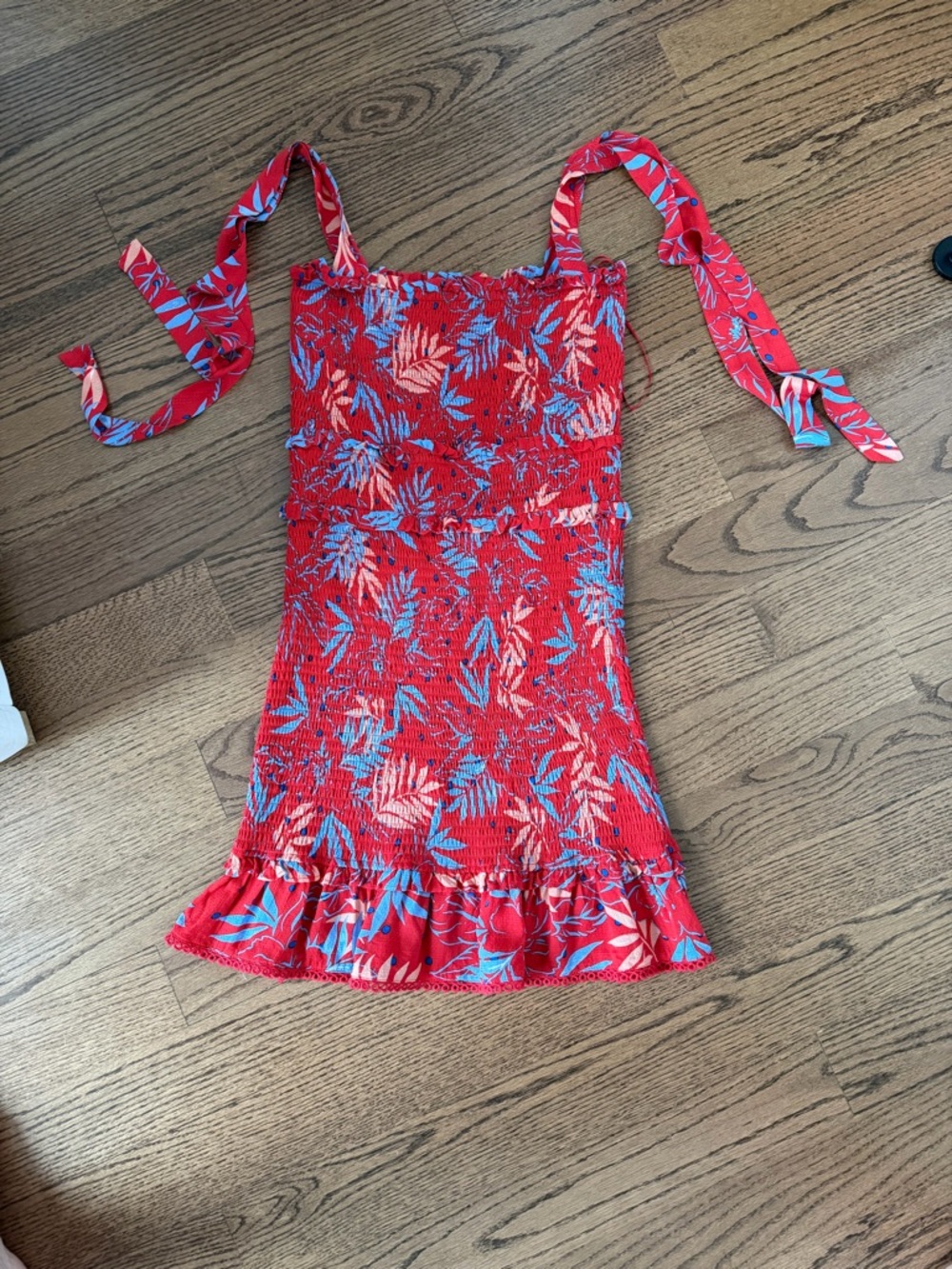 Lost + Wander Red Floral Tie-Shoulder Mini Dress